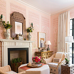 Обои ручная роспись Jharokha Arches Original colourway on pink painted Xuan paper варинант исполнения - 3 | Loft Concept в Санкт-петербурге