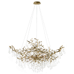 Подвесная люстра в виде ветвей деревьев золотого цвета с прозрачными подвесками-каплями 10 и 14 ламп Droplet Chandelier варинант исполнения - 1 | Loft Concept в Санкт-петербурге