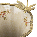 Ваза голубого цвета из фарфора с цветочным рисунком и бронзовой стрекозой Blue Garden варинант исполнения - 1 | Loft Concept в Санкт-петербурге