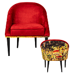 Кресло из натурального бука красное с цветным принтом Impressionism in Art варинант исполнения - 2 | Loft Concept в Санкт-петербурге