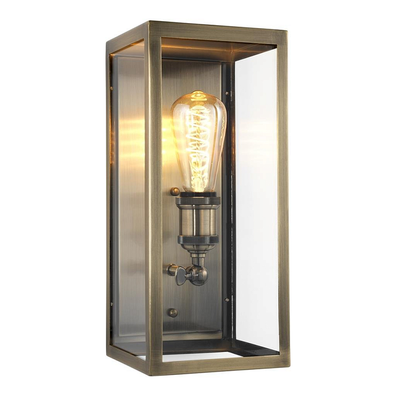 Бра Eichholtz Wall Lamp Irving Brass Латунь Античная полированная Прозрачное Стекло в Санкт-петербурге | Loft Concept 