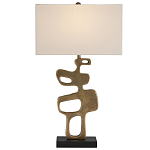 Настольная лампа с фигурным каркасом и прямоугольным тканевым абажуром Brutalist Profile варинант исполнения - 3 | Loft Concept в Санкт-петербурге