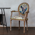 Полукресло из массива бука бежевое с изображением птиц и цветов Beige Green Chinoiserie Garden Chair варинант исполнения - 5 | Loft Concept в Санкт-петербурге