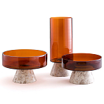 Высокая чаша из янтарного стекла Amber Marble Vase варинант исполнения - 3 | Loft Concept в Санкт-петербурге