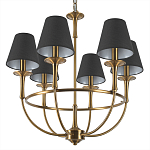 Люстра на металлическом основании бронзового цвета с 6-ю черными конусовидными абажурами Dignity варинант исполнения - 8 | Loft Concept в Санкт-петербурге