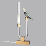 Настольная лампа с прозрачной трубкой и декоративной фигуркой птицы на бронзовой подставке Ganthea варинант исполнения - 3 | Loft Concept в Санкт-петербурге