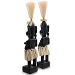 Комплект из 2-х деревянных статуэток Asmat Straw Headdress Statuettes Multicolor варинант исполнения - 4 | Loft Concept в Санкт-петербурге