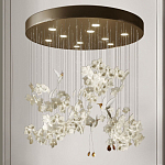 Люстра каскадная с белыми цветами и птицами Takeoff варинант исполнения - 2 | Loft Concept в Санкт-петербурге
