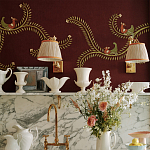 Обои с вышивкой ручной работы Fyodor Original colourway on Merlot linen варинант исполнения - 4 | Loft Concept в Санкт-петербурге