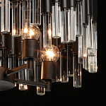 Люстра круглая из матового черного металла с подвесками из прозрачных стеклянных трубок Noir Tubes варинант исполнения - 6 | Loft Concept в Санкт-петербурге