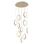 Потолочная люстра каскадная светодиодная с золотистым каркасом Ring of Fire варинант исполнения - 1 | Loft Concept в Санкт-петербурге