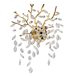 Бра золотого цвета с декоративными ветвями и прозрачными подвесками в форме листьев Droplet Chandelier варинант исполнения - 1 | Loft Concept в Санкт-петербурге