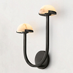 Бра с 2-мя мраморными плафонами на черном корпусе Light Warm Light варинант исполнения - 1 | Loft Concept в Санкт-петербурге