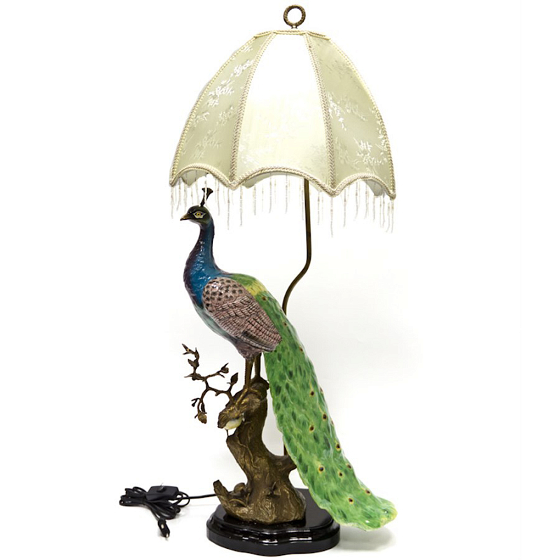 Настольная лампа Peacock Lamp Белый Зеленый Синий Бронза в Санкт-петербурге | Loft Concept 