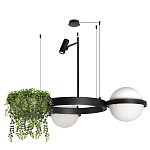 Подвесной светильник с 2-мя шарообразными плафонами и цилиндрическим спотом Light of Еyes варинант исполнения - 2 | Loft Concept в Санкт-петербурге