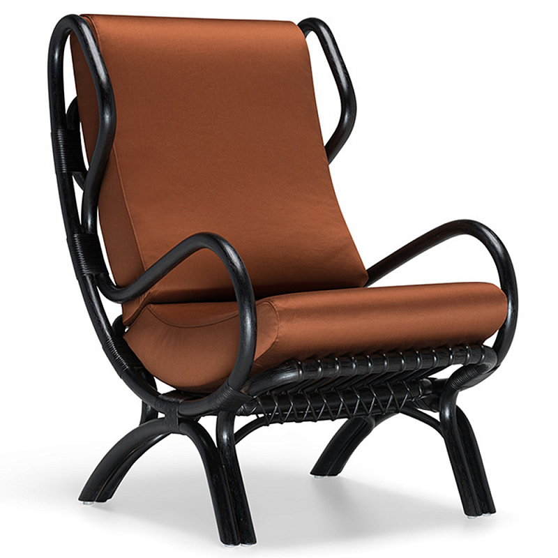 Дизайнерское кресло из ротанга Gio Ponti CONTINUUM D.163.7 BY BONACINA 1889 Armchair Черный Мульти в Санкт-петербурге | Loft Concept 