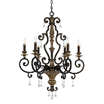 Люстра с подвесками из прозрачного стекла на кованом каркасе бронзового цвета в классическом стиле Quoizel варинант исполнения - 5 | Loft Concept в Санкт-петербурге