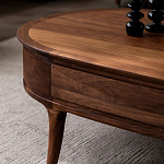 Кофейный стол овальный из дерева с 2-мя ящиками Coffee Walnut Table варинант исполнения - 5 | Loft Concept в Санкт-петербурге