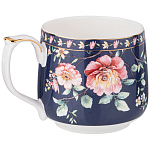 Кружка фарфоровая синяя с цветочным принтом 470 мл Flower Porcelain Collection варинант исполнения - 1 | Loft Concept в Санкт-петербурге