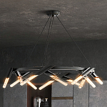 Люстра круглая с трубчатыми лампочками Vanguard Circle варинант исполнения - 3 | Loft Concept в Санкт-петербурге