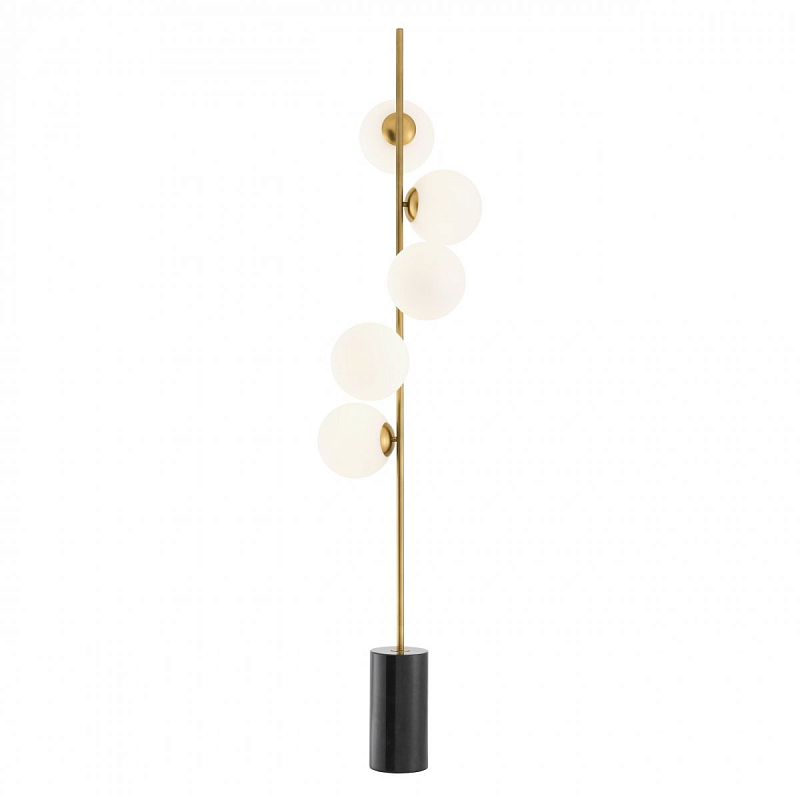 Торшер Eichholtz Floor Lamp Tempo Brass Белый Латунь Античная полированная Черный Мрамор Nero в Санкт-петербурге | Loft Concept 