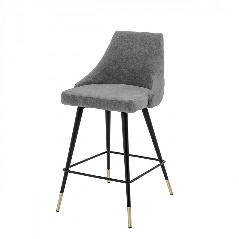 Полубарный стул Eichholtz Counter Stool Cedro Grey Серый Черный Латунь в Санкт-петербурге | Loft Concept 