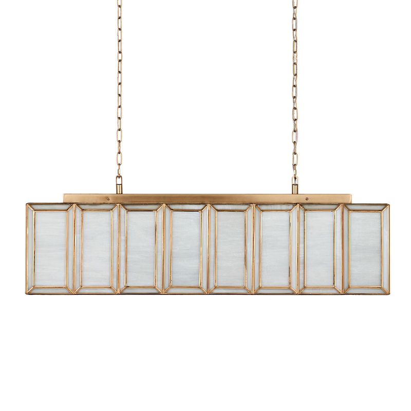 Люстра прямоугольная с каркасом золотого цвета Soft Glow Lamps Золотой Молочный в Санкт-петербурге | Loft Concept 