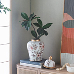 Ваза с нежным цветочным узором в пастельных тонах и крышкой с золотым акцентом Chinoiserie Ceramics варинант исполнения - 6 | Loft Concept в Санкт-петербурге