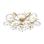 Потолочная люстра круглая ветвистыми бронзовыми элементами и стеклянными рифлеными дисками Textured Glass Chandelier варинант исполнения - 3 | Loft Concept в Санкт-петербурге