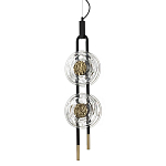 Подвесной светильник с 2-мя прозрачными стеклянными плафонами и золотистыми центральными вставками Virelia  варинант исполнения - 1 | Loft Concept в Санкт-петербурге