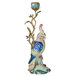 Подсвечник в образе попугая из фарфора с бронзовыми элементами Eden Garden варинант исполнения - 1 | Loft Concept в Санкт-петербурге