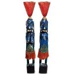 Комплект из 2-х деревянных статуэток Asmat Straw Headdress Statuettes Multicolor варинант исполнения - 3 | Loft Concept в Санкт-петербурге