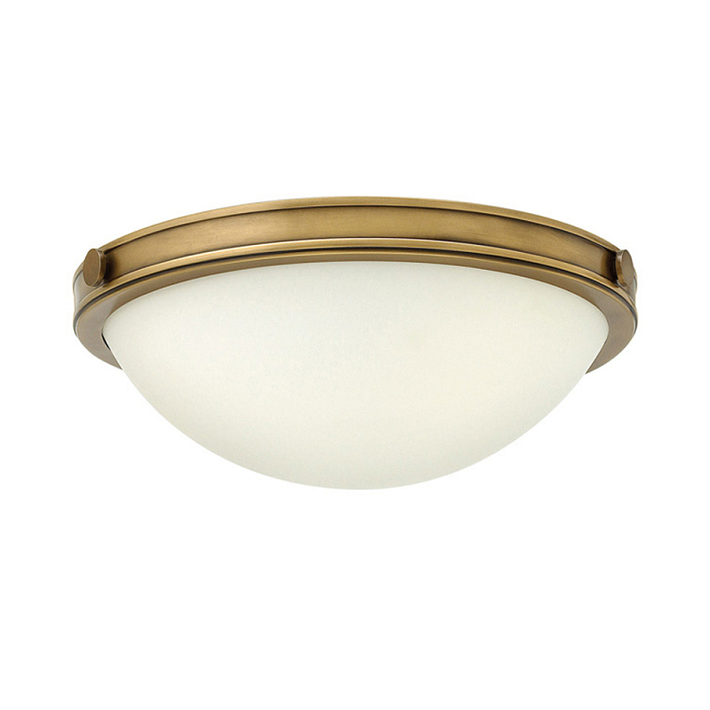 Потолочный светильник цвета латунь с полусферическим матовым белым плафоном Hinkley Латунь Белый в Санкт-петербурге | Loft Concept 