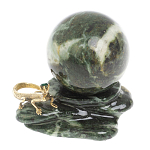 Шар с декором в виде бронзовой ящерицы на подставке из натурального камня Змеевик Natural Stone Spheres 4.5 см варинант исполнения - 1 | Loft Concept в Санкт-петербурге