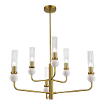 Люстра с 6-ю плафонами в форме стеклянных трубок и мраморных декоративных элементов Montreal варинант исполнения - 4 | Loft Concept в Санкт-петербурге