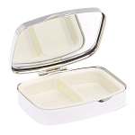 Таблетница карманная прямоугольная с 2-мя отделениями с зеркалом и накладкой из натурального камня Оникс Silver Stone Pillboxes варинант исполнения - 3 | Loft Concept в Санкт-петербурге