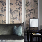 Обои ручная роспись Distant Bamboo Special Colourway on Lead Grey dyed silk варинант исполнения - 2 | Loft Concept в Санкт-петербурге