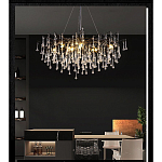 Люстра черная с прозрачными стеклянными подвесками в форме капель FAIRYTREE Light варинант исполнения - 5 | Loft Concept в Санкт-петербурге