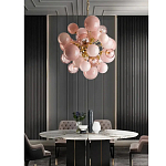 Люстра розовые шары на золотом каркасе Pink Light Bubbles варинант исполнения - 3 | Loft Concept в Санкт-петербурге