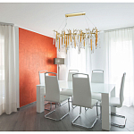 Люстра линейная золотого цвета с декоративными ветвями и длинными стеклянными подвесками в форме сосулек Droplet Chandelier варинант исполнения - 10 | Loft Concept в Санкт-петербурге