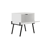 Прикроватная тумба белая с откидной резной дверцей на 4-х металлических ножках NAIVE NIGHTSTAND WHITE варинант исполнения - 1 | Loft Concept в Санкт-петербурге