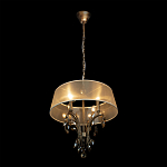 Люстра подвесная круглая с тканевым полупрозрачным абажуром и подвесками 4 лампы Gilded Elegance варинант исполнения - 3 | Loft Concept в Санкт-петербурге