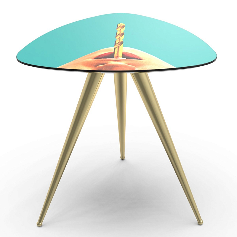 Журнальный стол Seletti Side Table Drill Бирюзовый Латунь в Санкт-петербурге | Loft Concept 