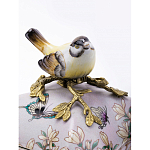 Шкатулка фиолетового цвета с рисунком бабочек и крышкой с фигуркой птицы на ветке Eden Garden варинант исполнения - 4 | Loft Concept в Санкт-петербурге