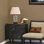 Настольная лампа с фарфоровым основанием нежно голубого цвета с золотистым цветочным рисунком и бежевым плиссированным абажуром Elstead Lighting варинант исполнения - 5 | Loft Concept в Санкт-петербурге