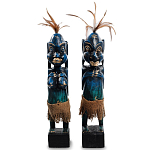 Комплект из 2-х деревянных статуэток Asmat Statuettes Dark Blue варинант исполнения - 1 | Loft Concept в Санкт-петербурге