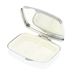 Таблетница карманная прямоугольная с 2-мя отделениями с зеркалом и накладкой из натурального камня Жадеит Silver Stone Pillboxes варинант исполнения - 3 | Loft Concept в Санкт-петербурге