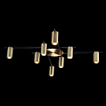 Потолочный светильник с 8-ю цилиндрическими плафонами цвета латунь TRIBES CHANDELIER варинант исполнения - 1 | Loft Concept в Санкт-петербурге