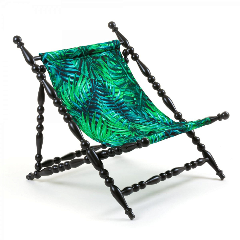 Стул Seletti Heritage Foldable Deckchair Leave Черный Зеленый в Санкт-петербурге | Loft Concept 