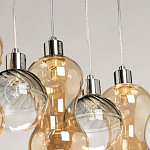 Люстра с 3-мя плафонами волнообразной формы цвета янтарь и 2-мя прозрачными шарообразными плафонами Lucid Rain  варинант исполнения - 8 | Loft Concept в Санкт-петербурге